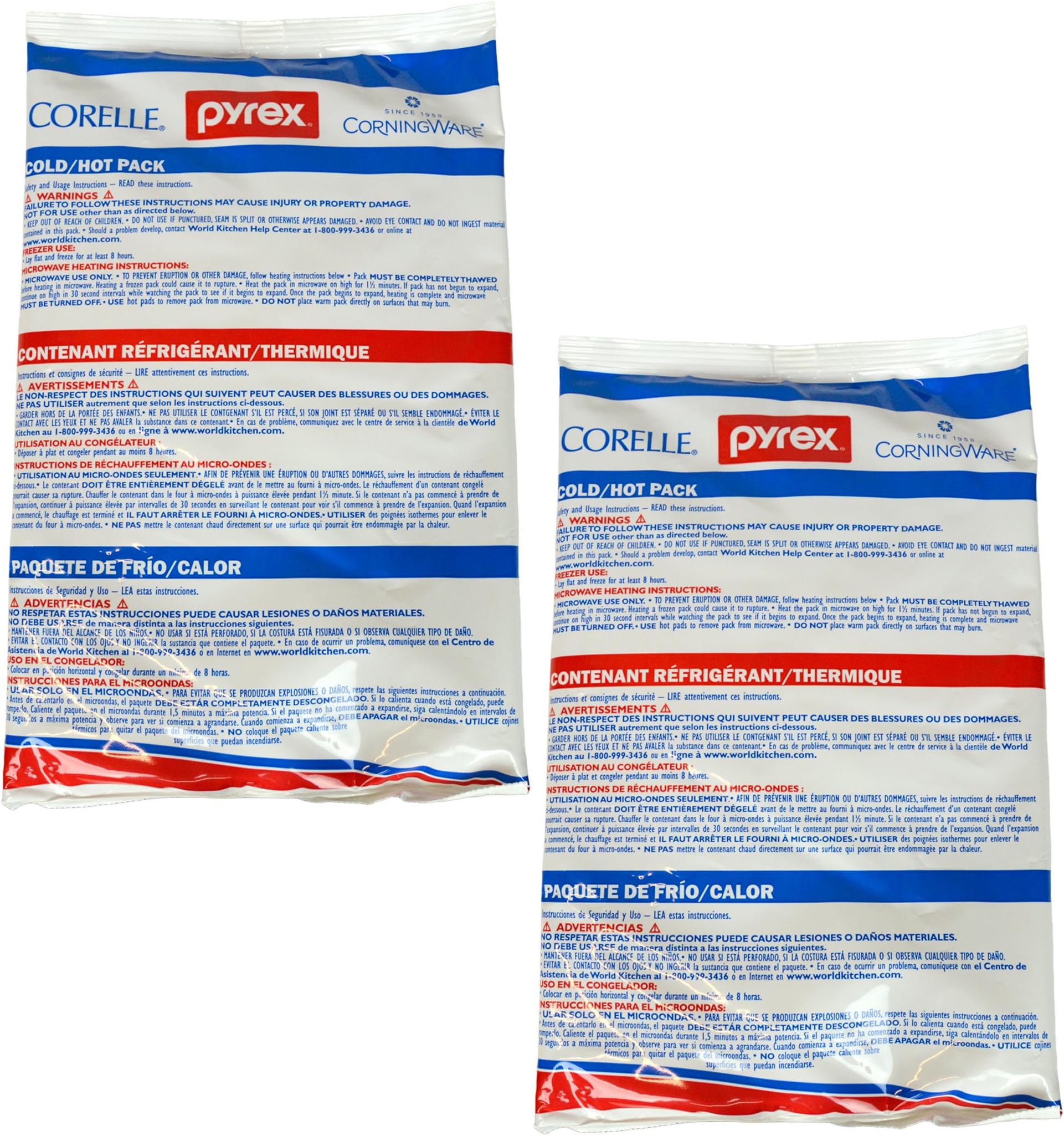 PyrexPortable Hot & Cold Pack Combo - Large. (2) Pack