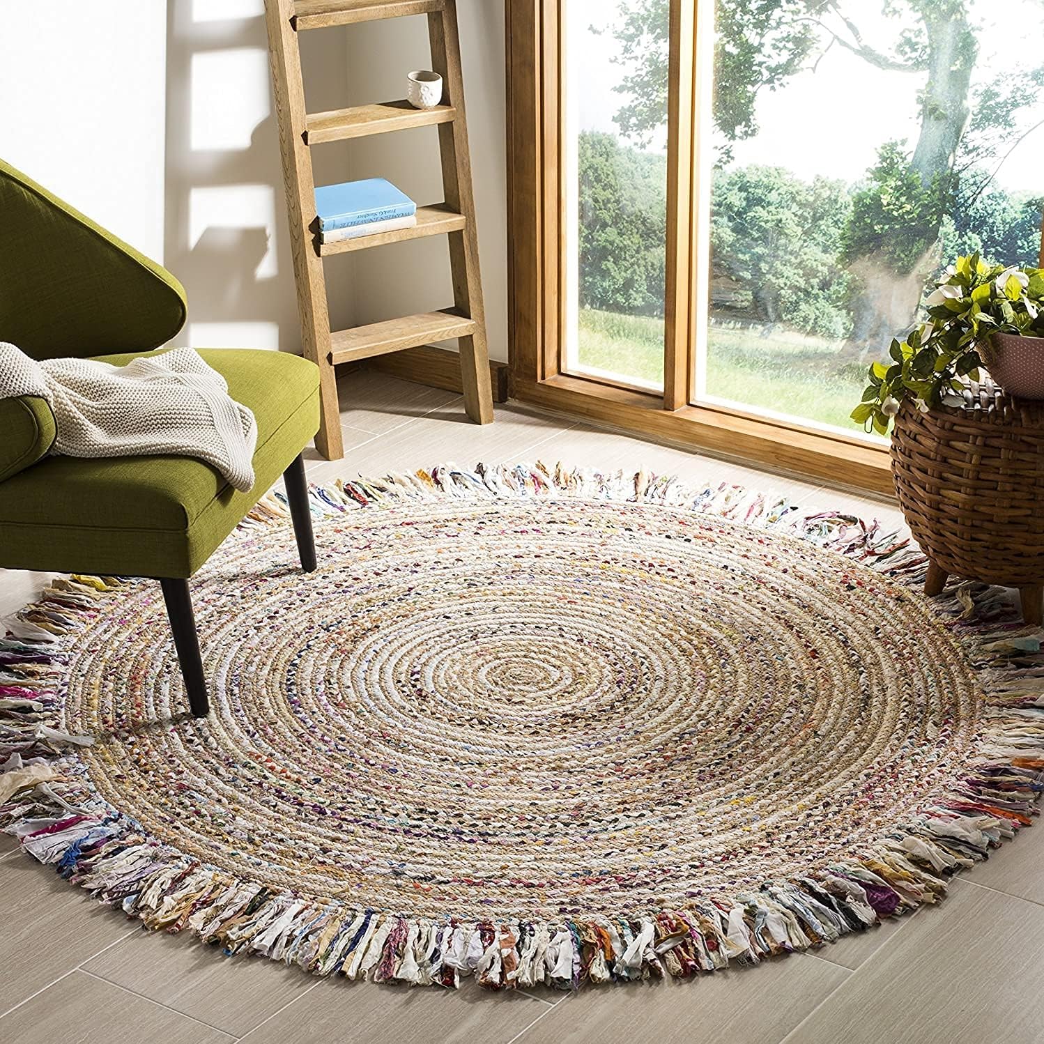SAFAVIEH Cape Cod Collection Area Rug 5' Round, Ivory