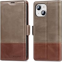 Vista 15 de KEZiHOME Funda tipo cartera compatible con iPhone 15 Pro Max, de piel auténtica [bloqueo RFID], ranura para tarjetas, soporte magnético, funda