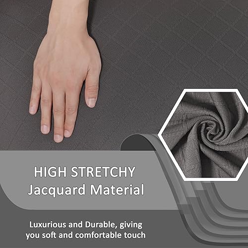 Miniatura 5 de ULTICOR Sofá biplaza reclinable con diseño de jacquard cuadrado con funda de consola central, fundas elásticas para sofá de 8 piezas, funda