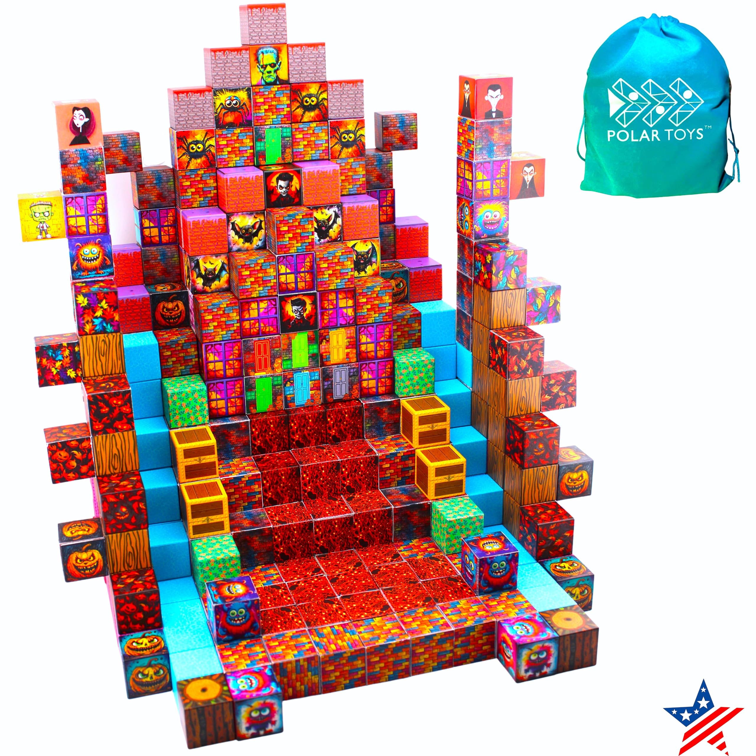 Magnetic Blocks - Mine Magnet World Polar Cubes Magnetic Building Blocks Set Designed in USA Game Inspired Fort Building Kit