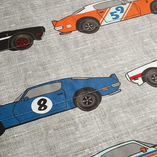 Miniatura 3 de Lush Decor Race Car - Juego de cama de edredón de gran tamaño de 7 piezas para niños, juego de ropa de cama reversible para niños, azul y naranja,