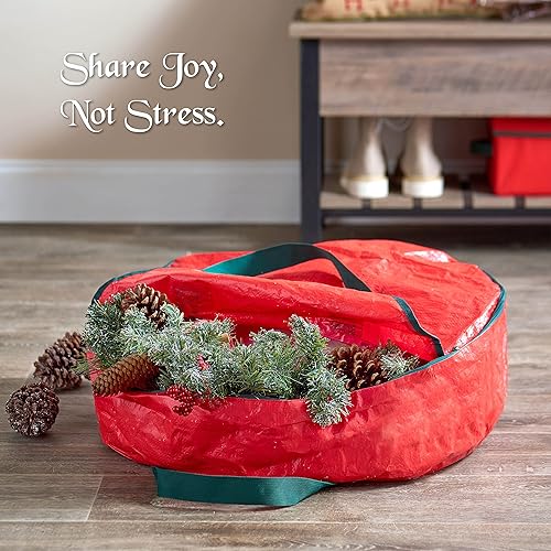 Miniatura 2 de ZOBER Bolsa de almacenamiento de corona de Navidad  Bolsa de almacenamiento de tela resistente al agua con doble cremallera para coronas