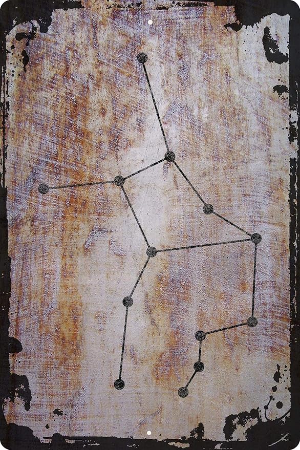 Wall Art Tin Sign Virgo star map the virgin August 23-September 22 zodiac astrology Beige Home Decor Funny Gift 12 x 8 Inch