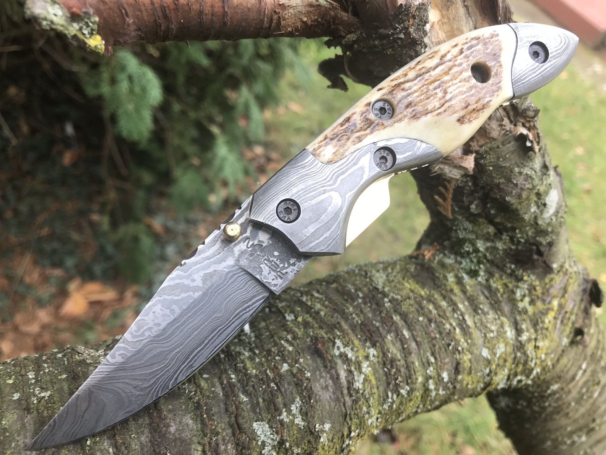 Damasco mano pieghevole serratura Coltello ritorno