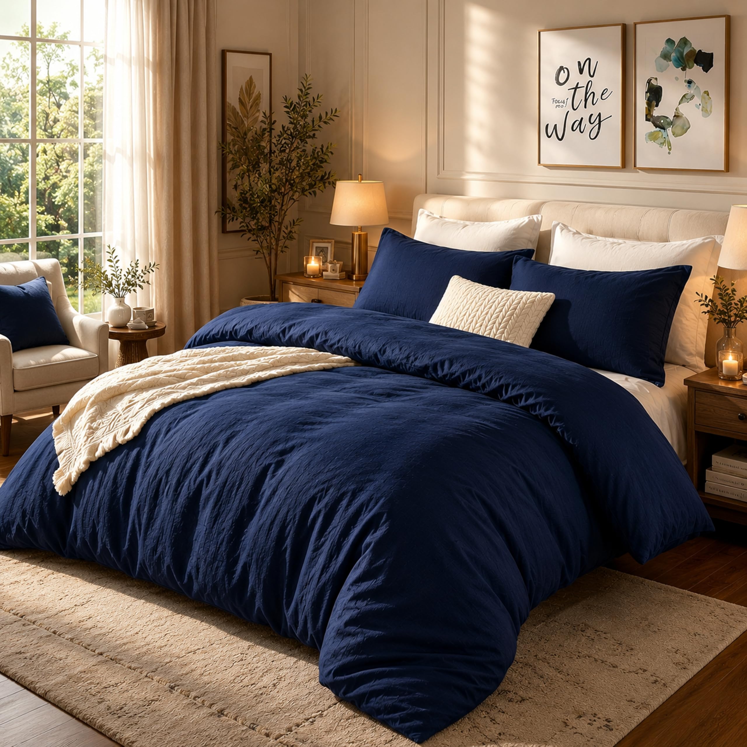 Microfiber Single Duvet Cover Set with 1 Pillowcase (135x200)cm Navy Blue