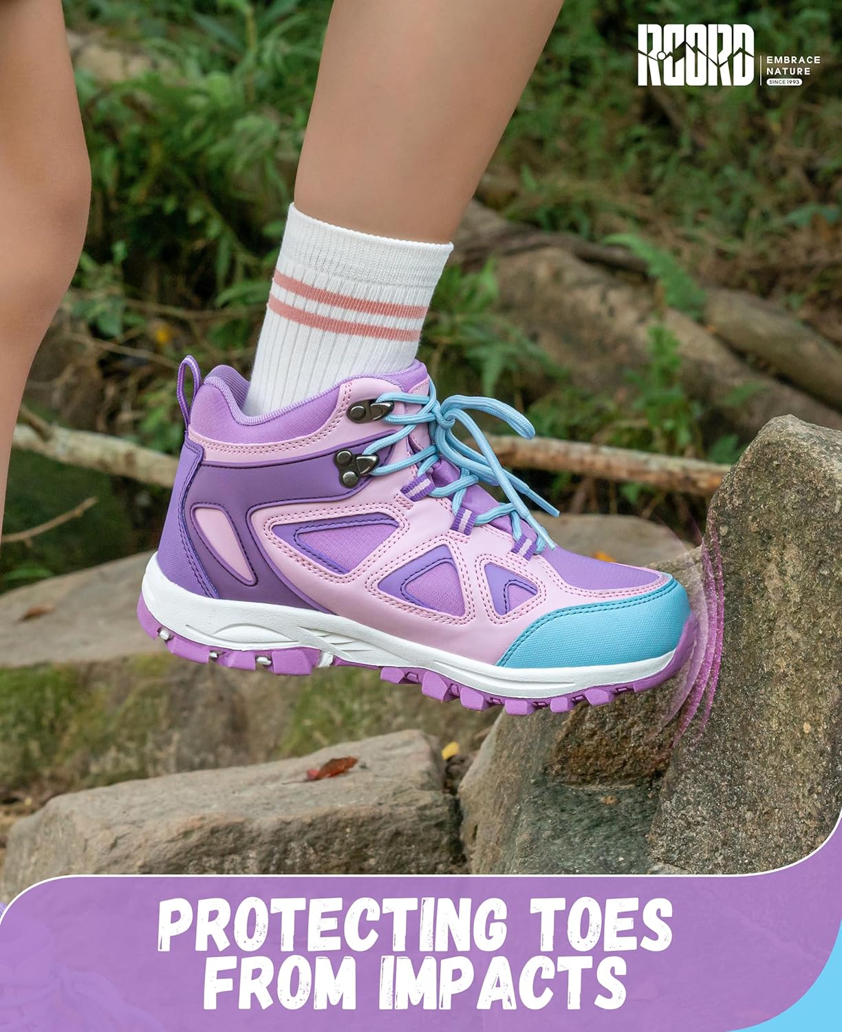 R CORD Kids Hiking Boots Waterproof Durable TPR Ankle Support Boots Breathable Trekking Shoes Non-Slip Outdoor Sneakers for Walking Camping - Image 6