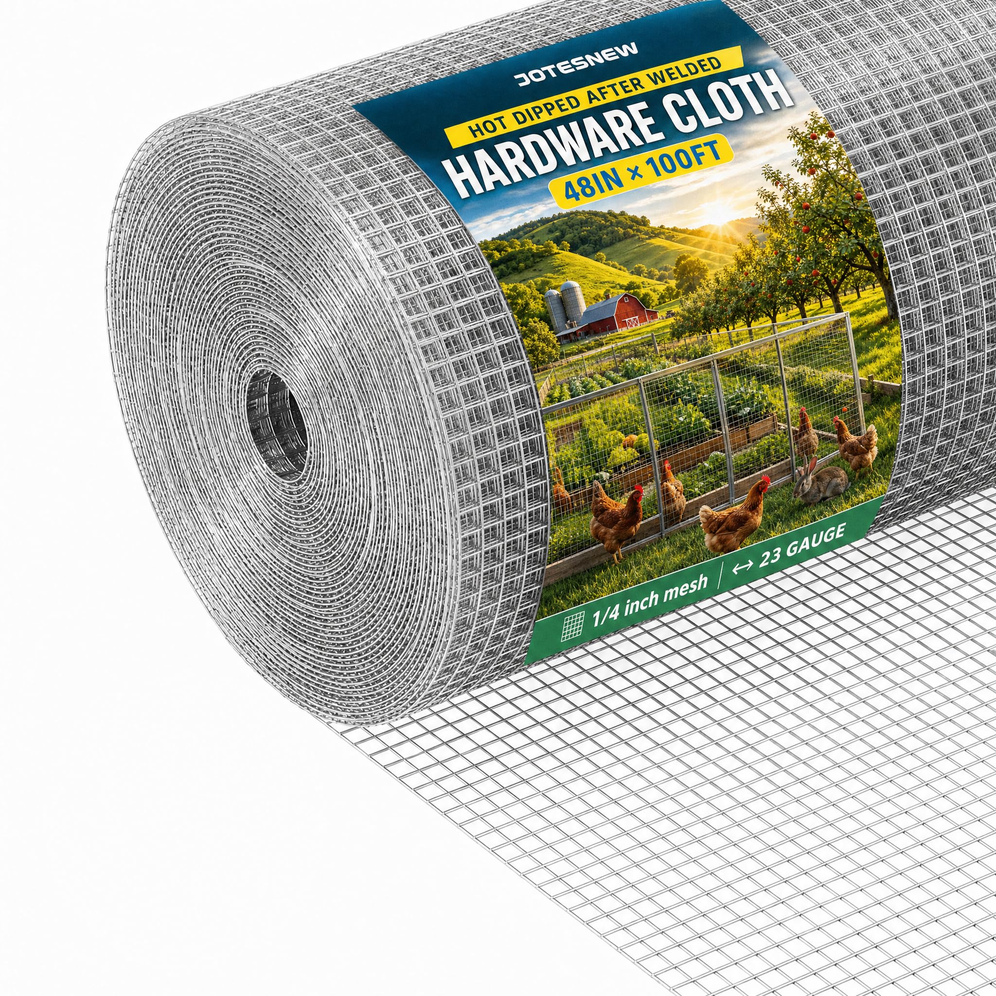 Photo 1 of Jotesnew Galvanized Hardware Cloth 48in x 100ft, 1/4 inch Silver Hot Dipped Galvanized Welded Cage Wire Mesh, 23Gauge Wire Mesh Roll for Gardens, Chicken Coops & Poultry Netting Cage Fence