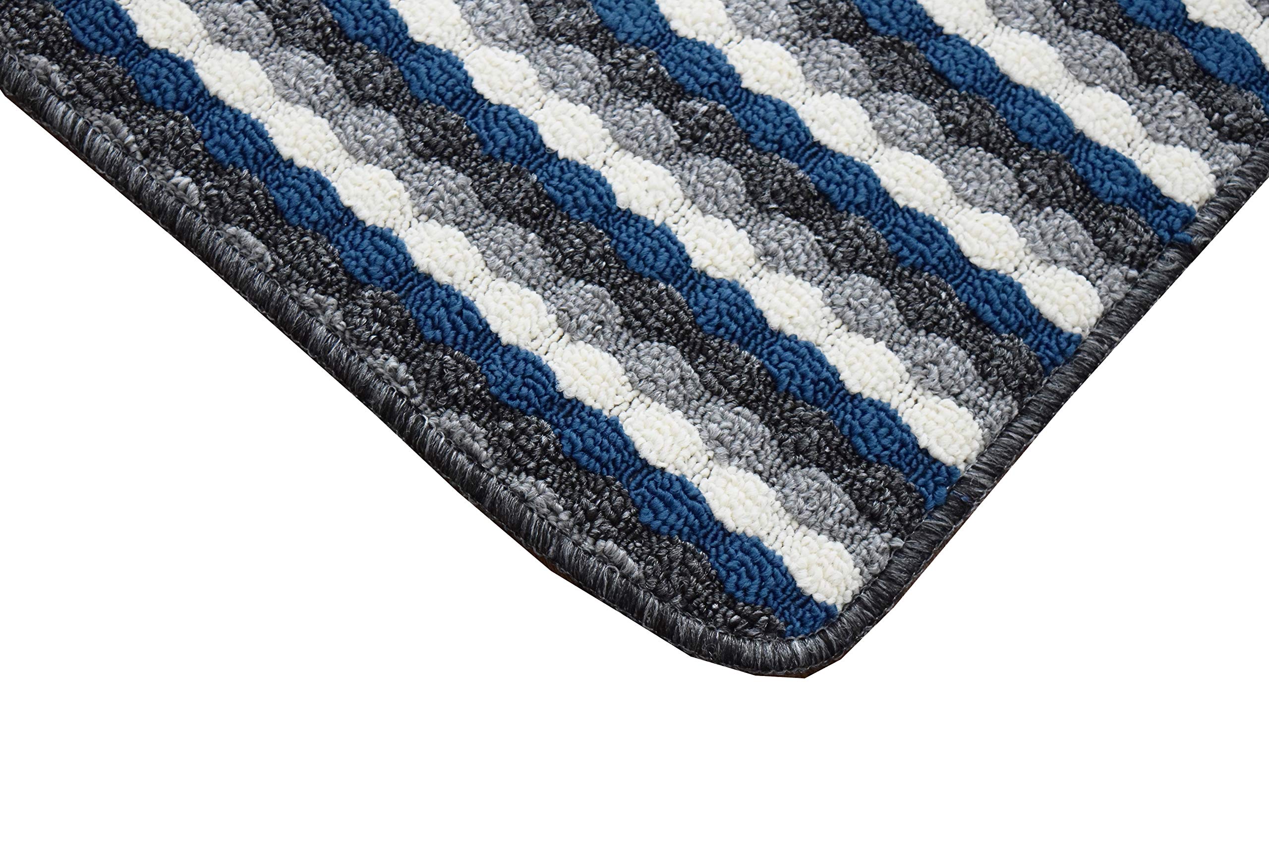 SrS Rugs® Non Slip Kitchen Door Mats & Hallway Runners Washable Rug UK (Grey & Blue, 100cm x 160cm) — image 1