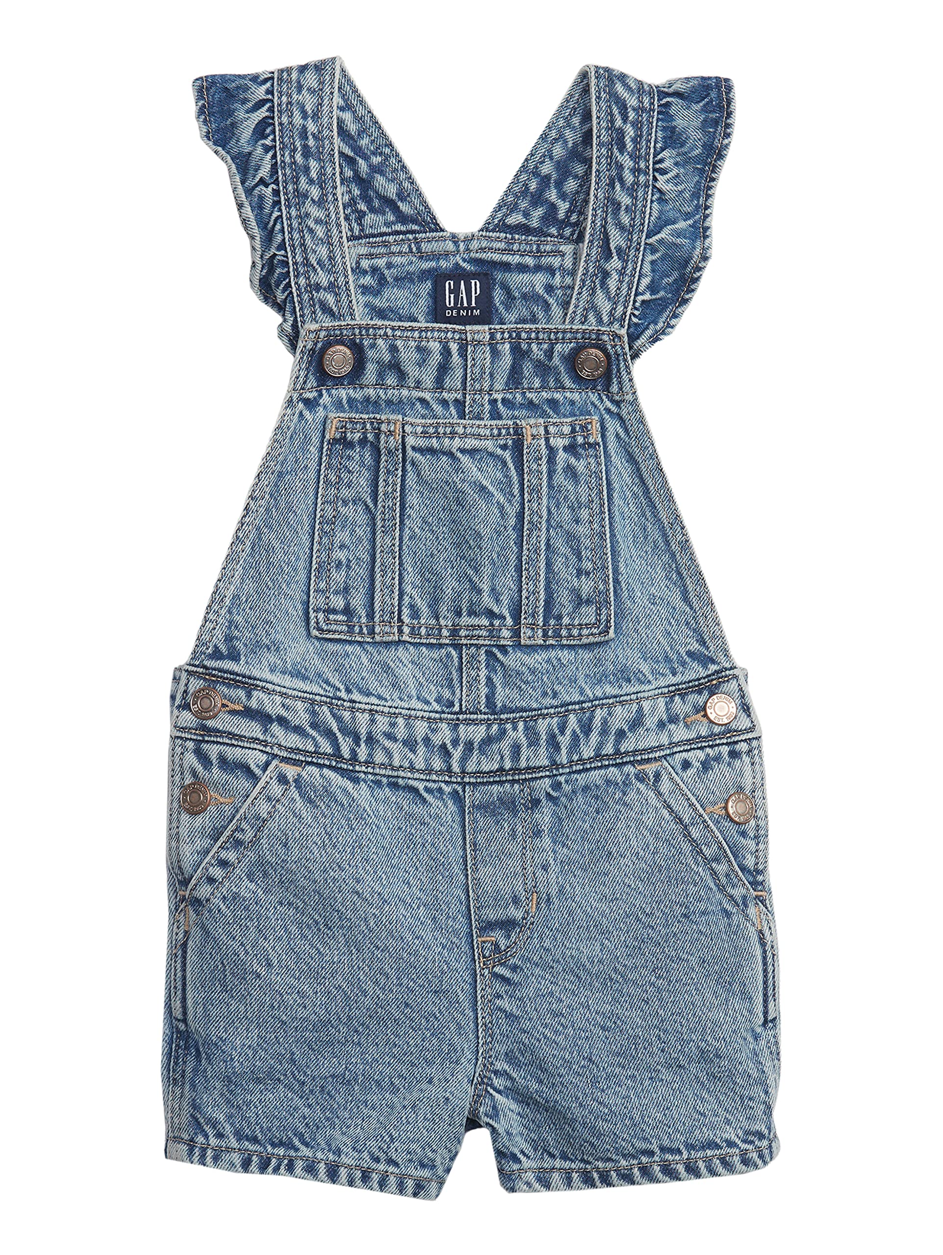 GAP baby-girls Flutter Denim Shortall