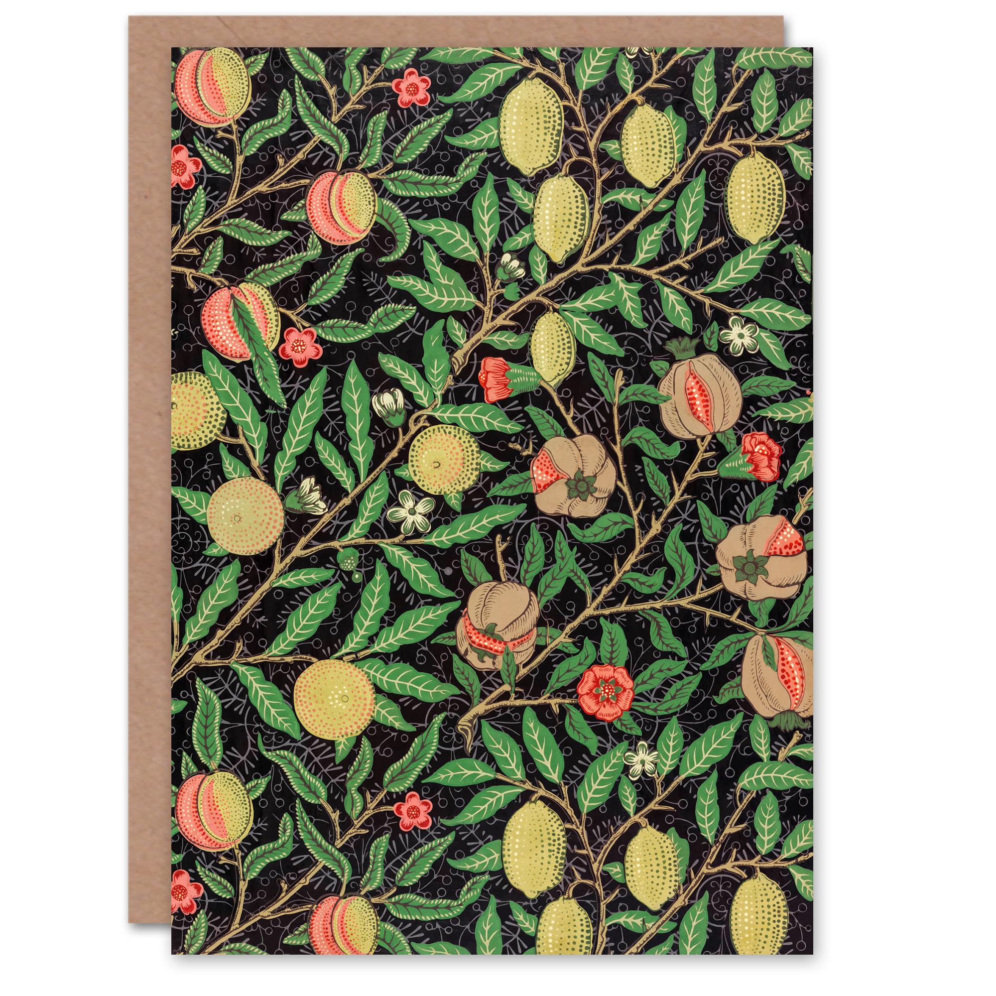 Artery8 William Morris Art Card Pomegranate and Citrus Pattern
