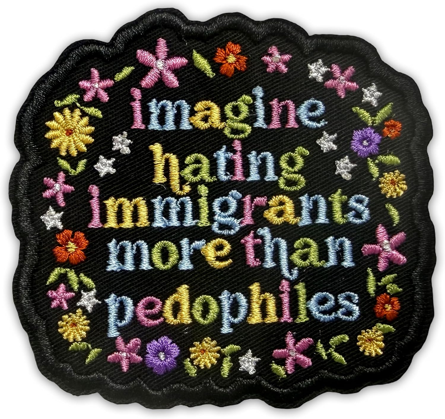Imagine Hating Immigrants More Than Tactical Morale Patch 3 Inches Funny Social Justice Activist, Embroidered Hook and Loop Patches Bookish for Army Backpack Hat, Dog Harness, Military Gifts Mom Dad