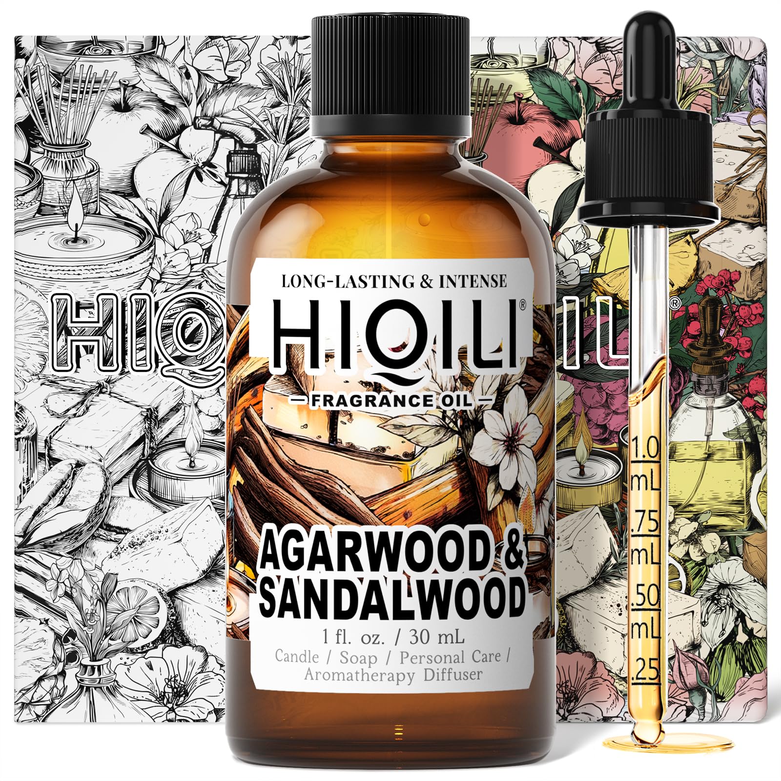 HIQILI Agarwood &amp; Sandalwood Fragrance Oil for Perfume Making, Diffuers