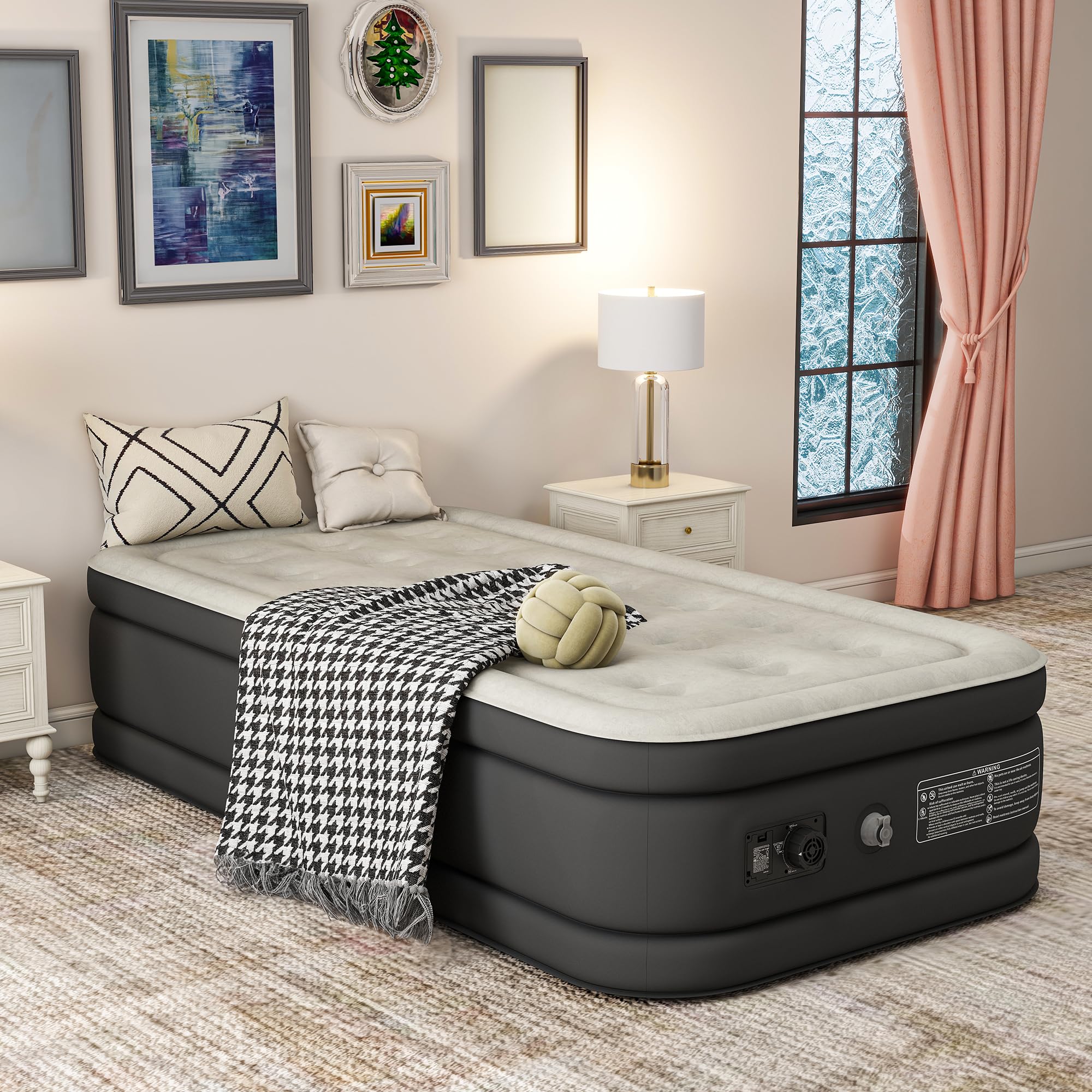 YITAHOME Matelas gonflable auto-gonflant avec pompe à air électrique intégrée, matelas gonflable avec sac de rangement pour lit d'invité de camping