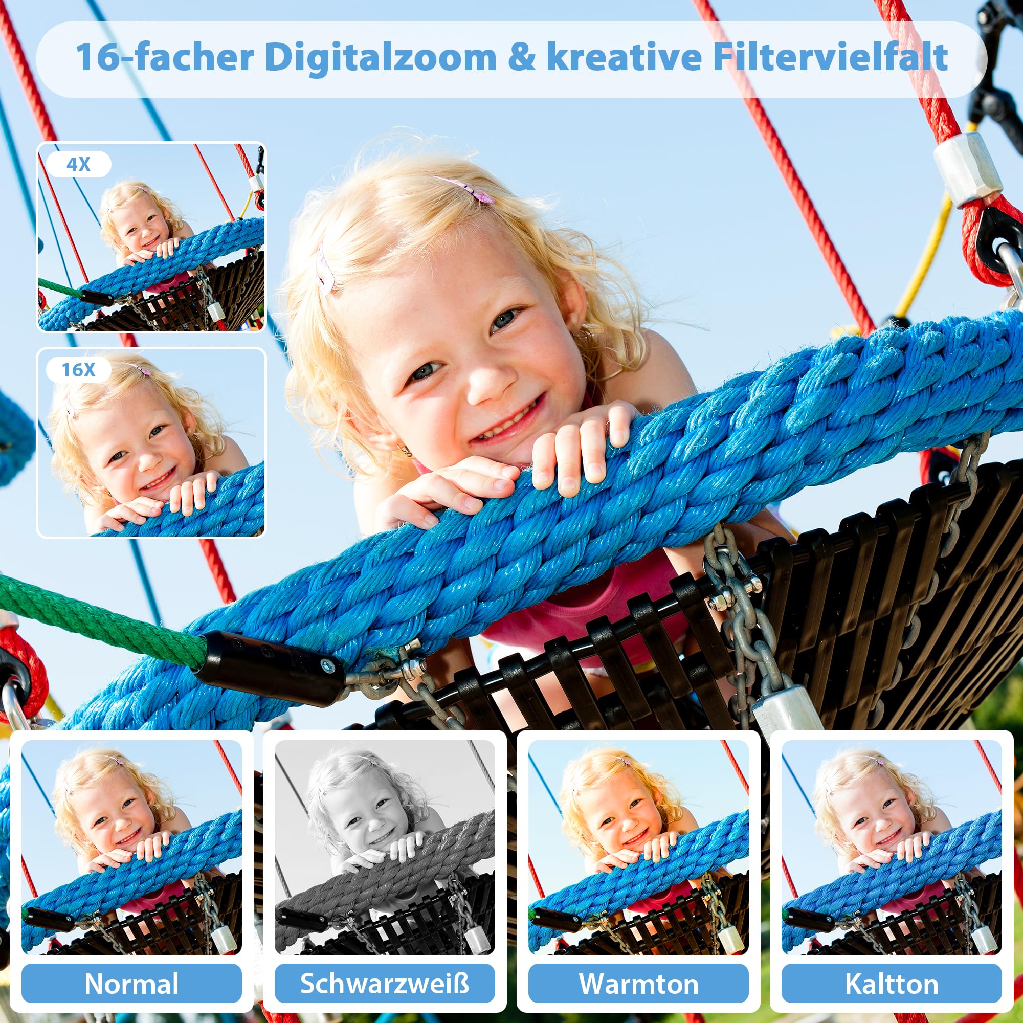 Digitalkamera 56MP 1080P Fotokamera mit 32GB SD-Karte & 2 Akkus, 16-Fach Digitalzoom mit 2,8" LCD-Display, Fotoapparat Kompakt Digitalkamera für Einsteiger, Jugendliche und Studenten, Schwarz