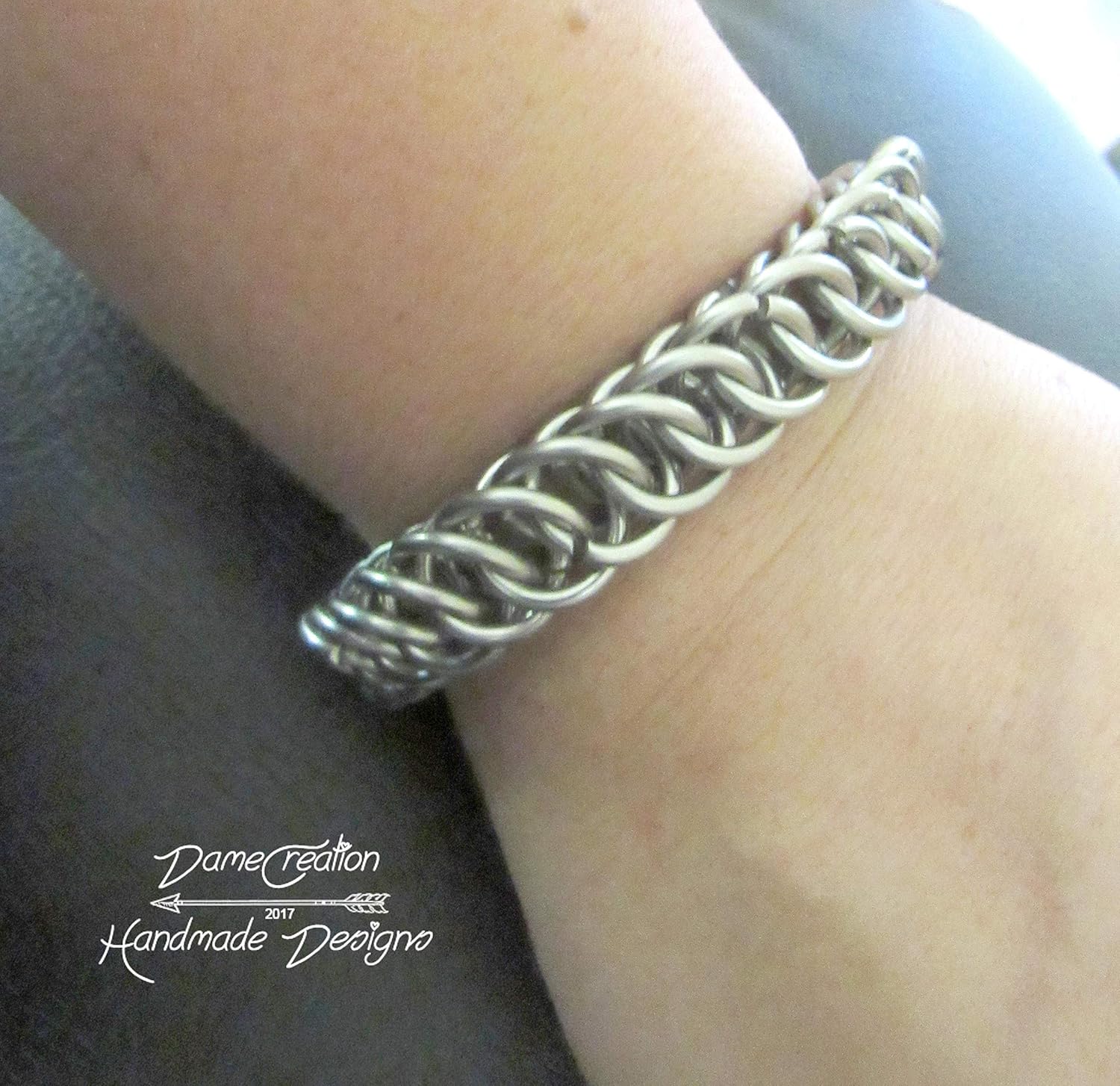Handmade Chainmail Bracelet for Men, Half Persian Stainless Steel Bracelet