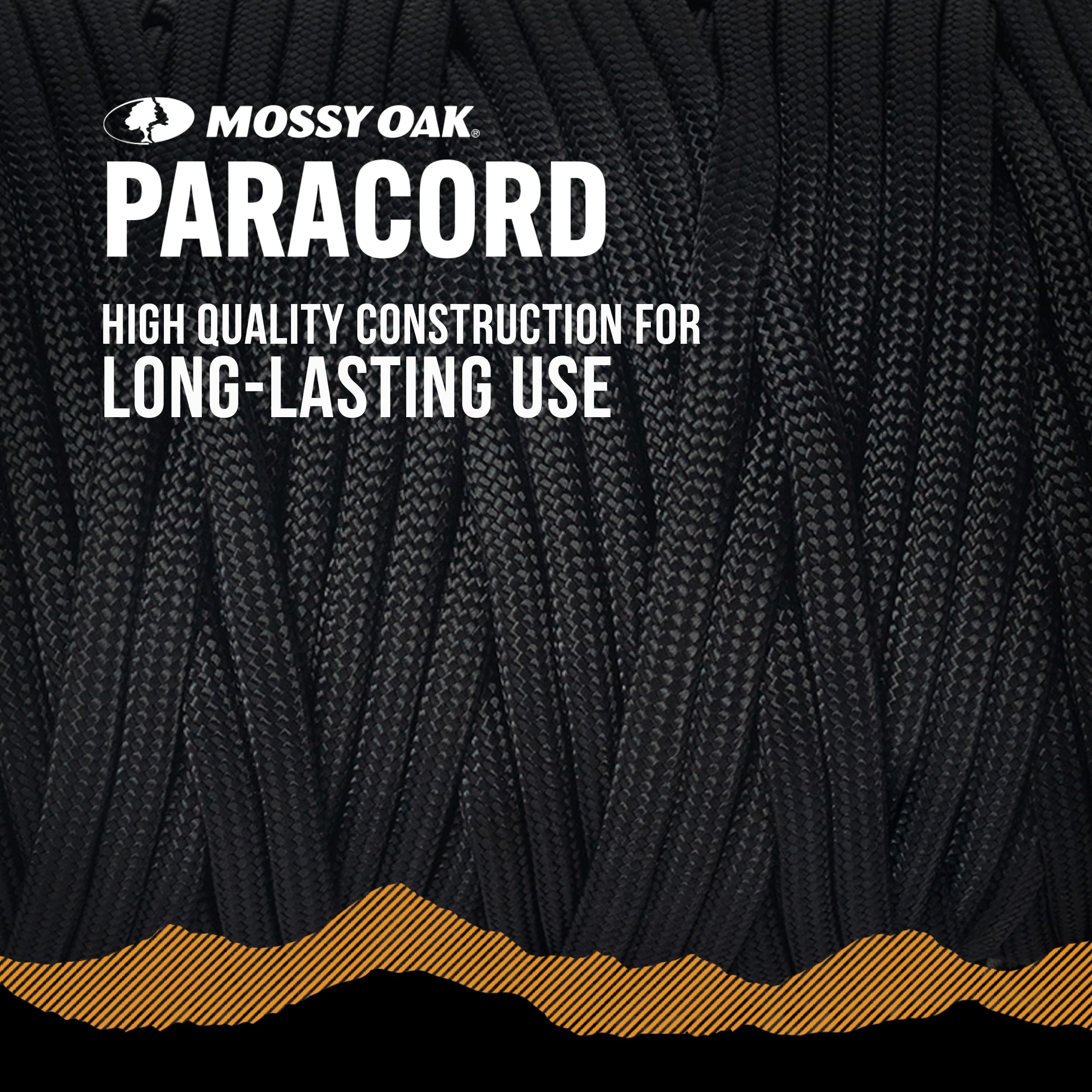 Mossy Oak Paracorde 750 en 15,2 m, 30,5 m et 60 m | 11 brins, 4 mm de long | Corde de parachute robuste en nylon pour toutes les utilisations en extérieur
