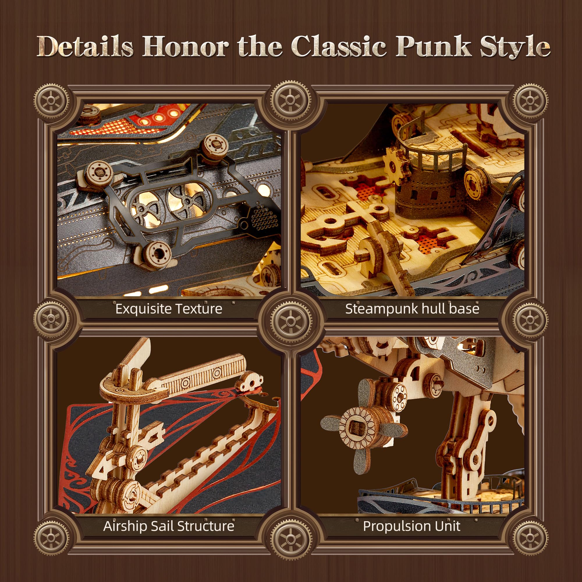 Amazon | FUNPOLA LED 3D木製パズル ファンタジー 飛行船モデル