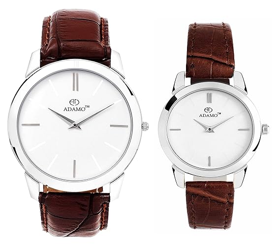 ADAMO Slim Analog White Dial Unisex Watch - AD6472BR01