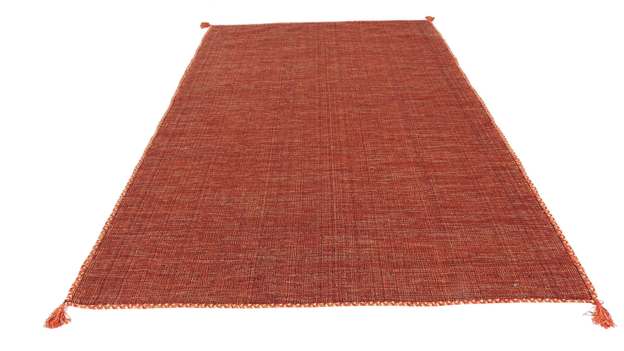 Kelim FRANSI Tapis uni tissé à la main, Tapis intérieur Orange 70 x 140 cm