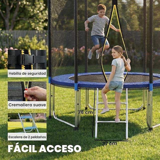 Foto 6 de 8 de SPORTNOW Cama Elástica para Exterior Ø244 cm con Red de Seguridad