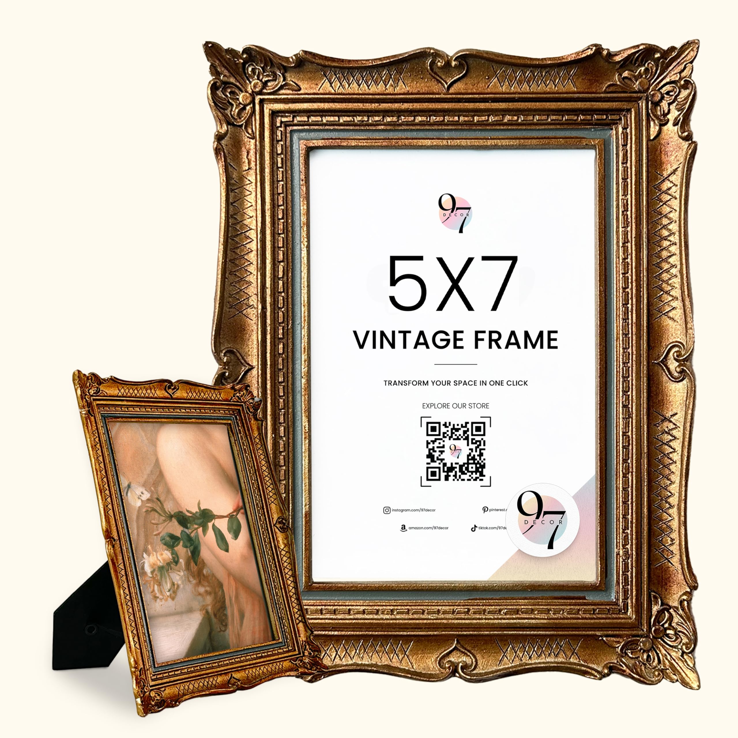 Amazon.com: 97 Decor 5x7 Antique Picture Frame - Gold Vintage