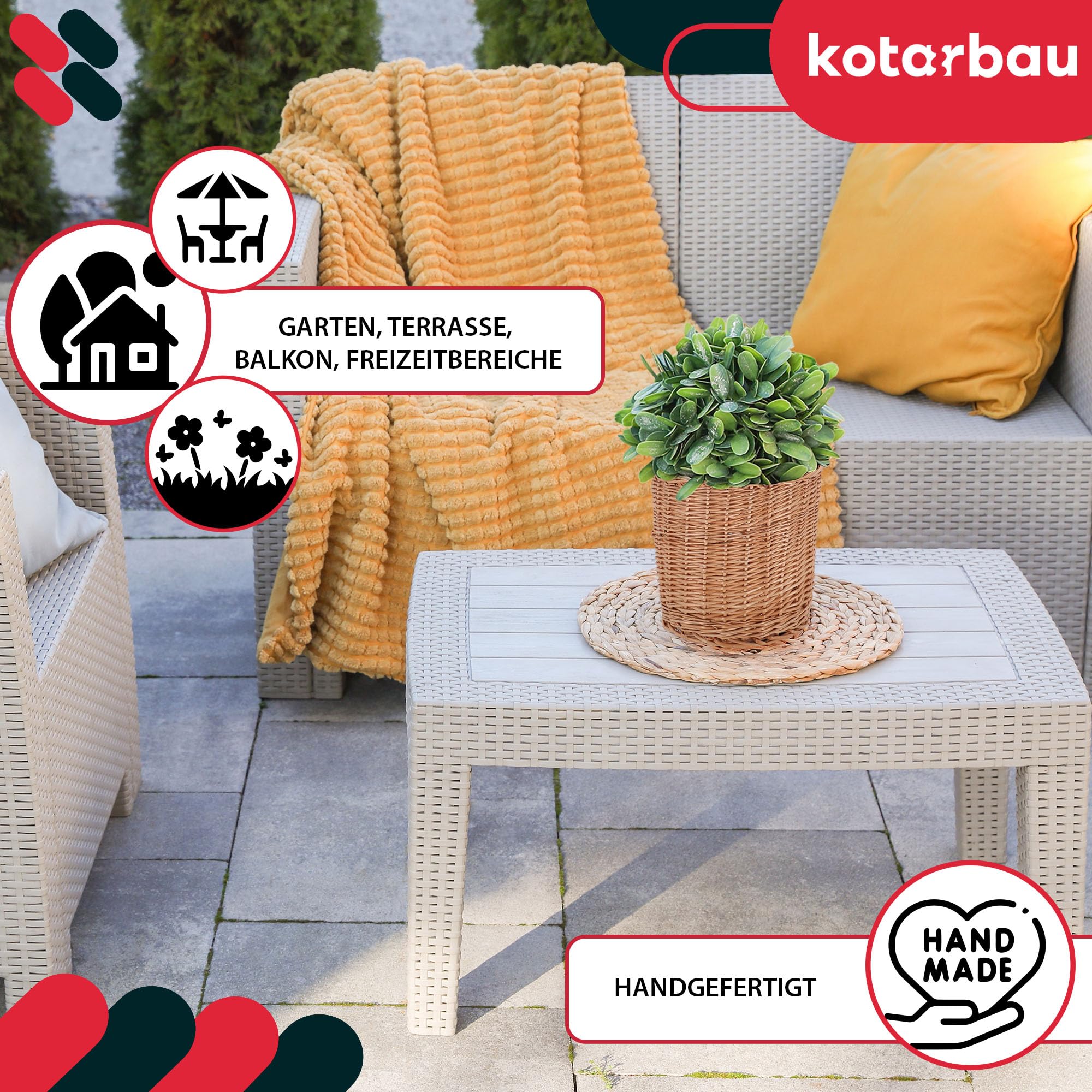 KOTARBAU® 2 x De Fleur en Osier pour Balcon Naturel 25x23cm Cache Pot Plante Interieur |Cache-Pots De Fleurs |Cache-Pot Osier |Panier Plante |Panier Osier Plante |Cache Pot Rotin |Grand Cache Pot