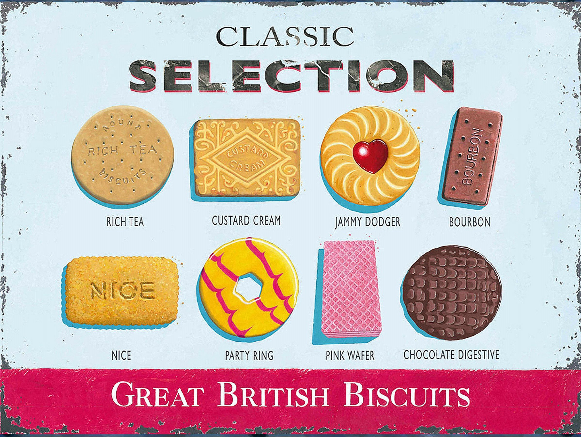 Shawprint Limited GREAT BRITISH BISCUITS, Retro Metal Fridge Magnet, 100mm x 75mm
