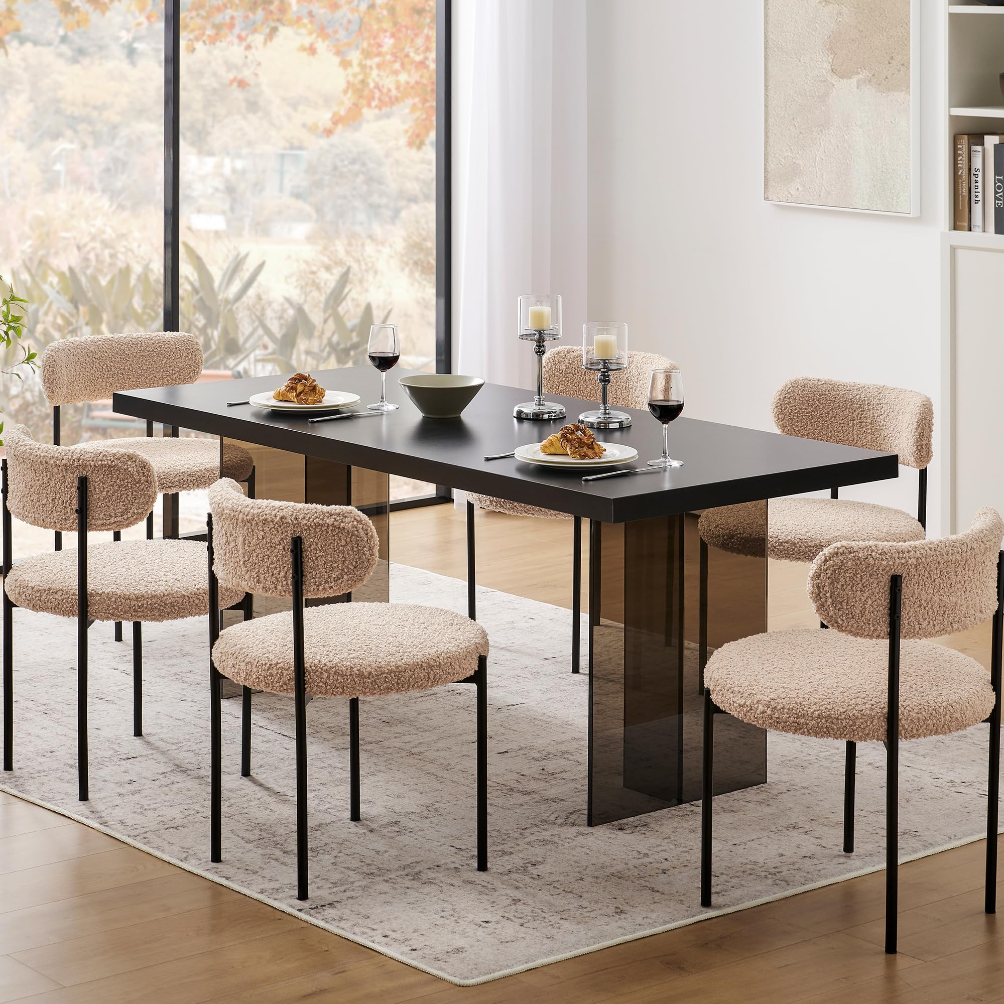 Amazon.com - Coolazy Dining Chairs Set of 6 - Modern Black and White ...