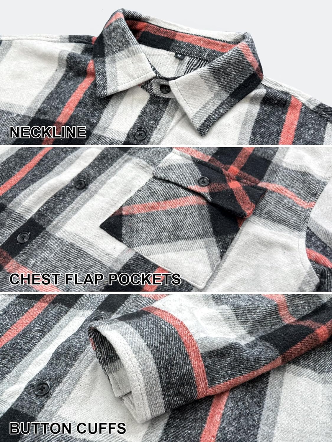 JEMLDL Mens Flannel Shirts Jackets Casual Shackets Button Down Long Sleeve Plaid Shirt Lightweight Jackets with Pockets - Image 4