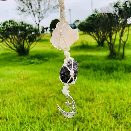 Miniatura 7 de Cristal rosa  Accesorios de espejo retrovisor de amatista para espejo de coche, accesorios para colgar adornos, decoración de espejo de coche,