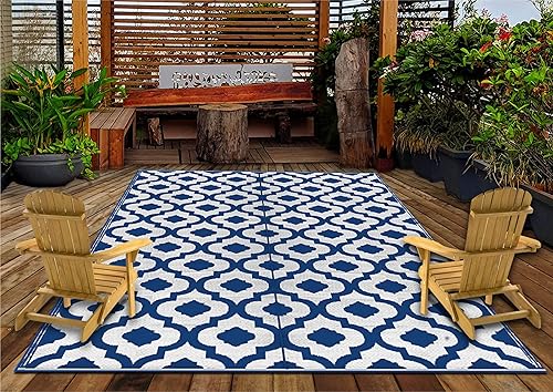 Miniatura 8 de BalajeesUSA Alfombras de patio al aire libre 6 x 9 pies (183 cm x 274 cm), azul y blanco 20317