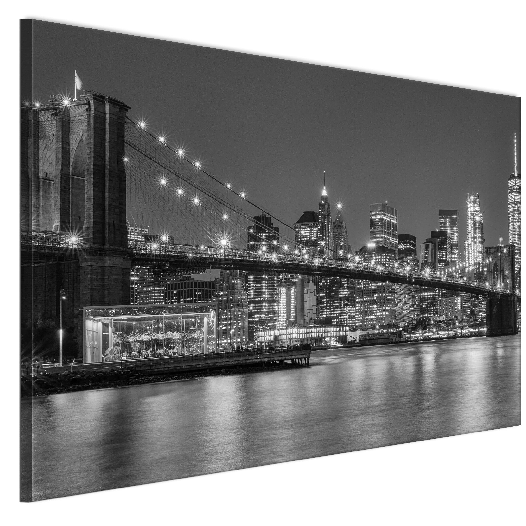 LUMASOUL Wandbilder Wohnzimmer Leinwandbild New York Skyline 120x80 cm