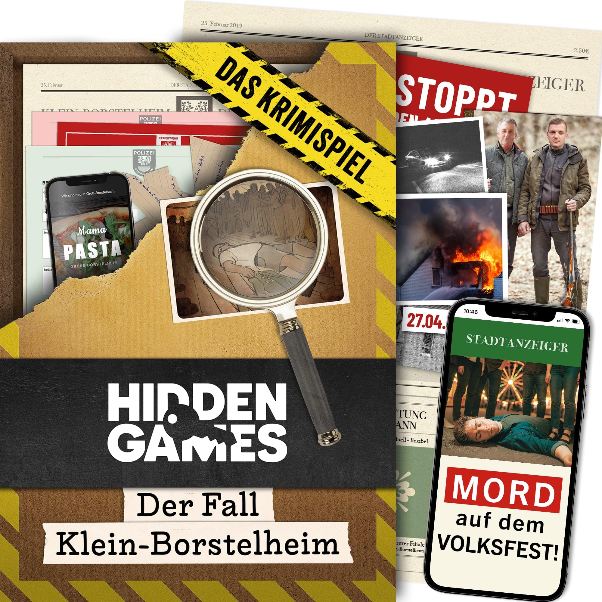 Hidden Games Crime Scene Game Case 1 - The Klein-Borstelheim Case - for 1-6 People from 14 Years, Realistic Crime Scene and Exciting Detective Game (German Edition)