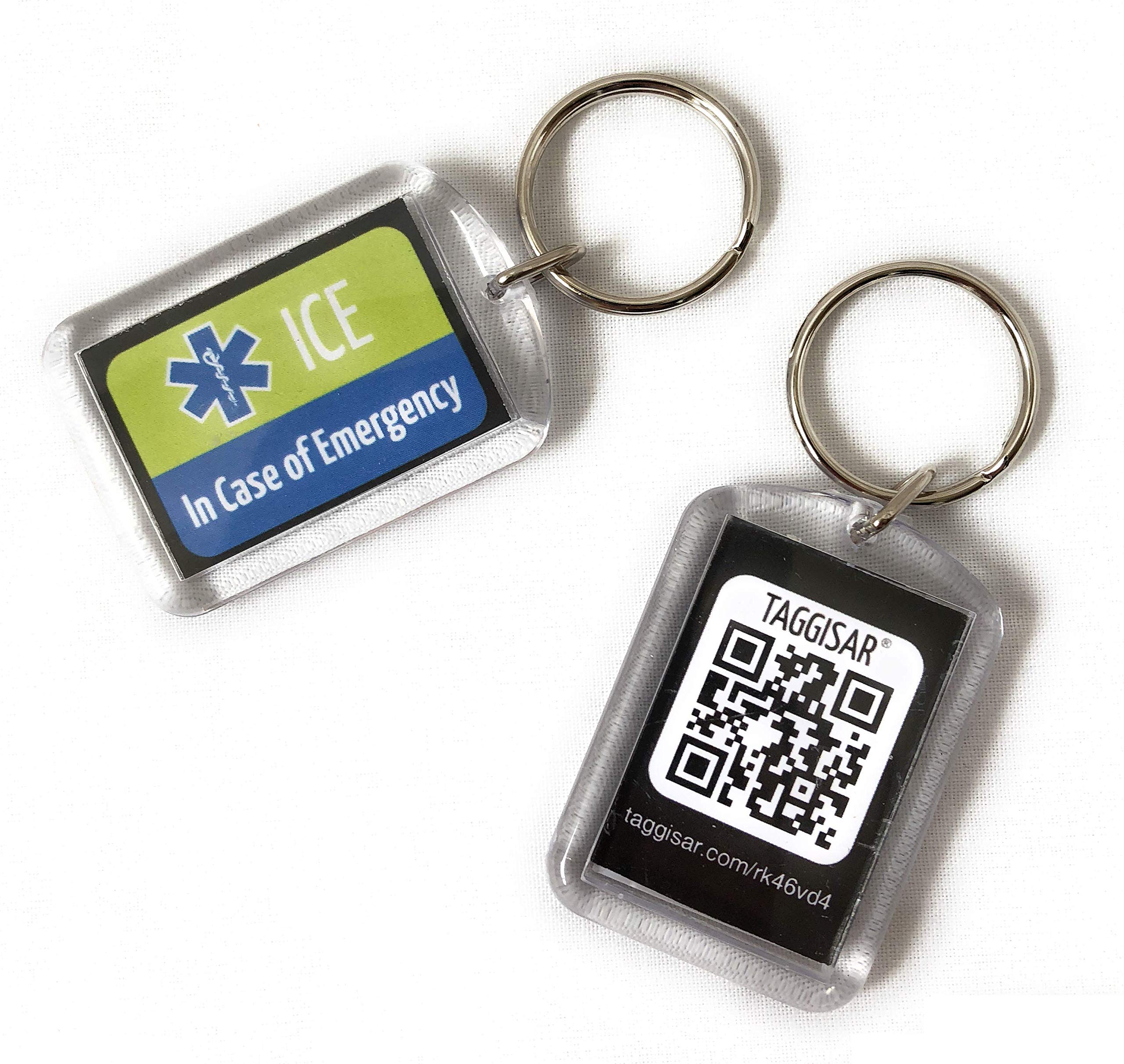 Taggisar ICE Keyring - In Case Of Emergency Keyrings Ideal For Car & House Keys as well as on Children's Book/School Bags etc. (Green)