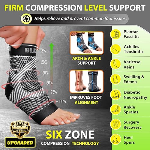 Miniatura 2 de Calcetines de compresión para fascitis plantar, tendinitis de Aquiles, alivio de artritis, manga de compresión de tobillera con soporte de arco