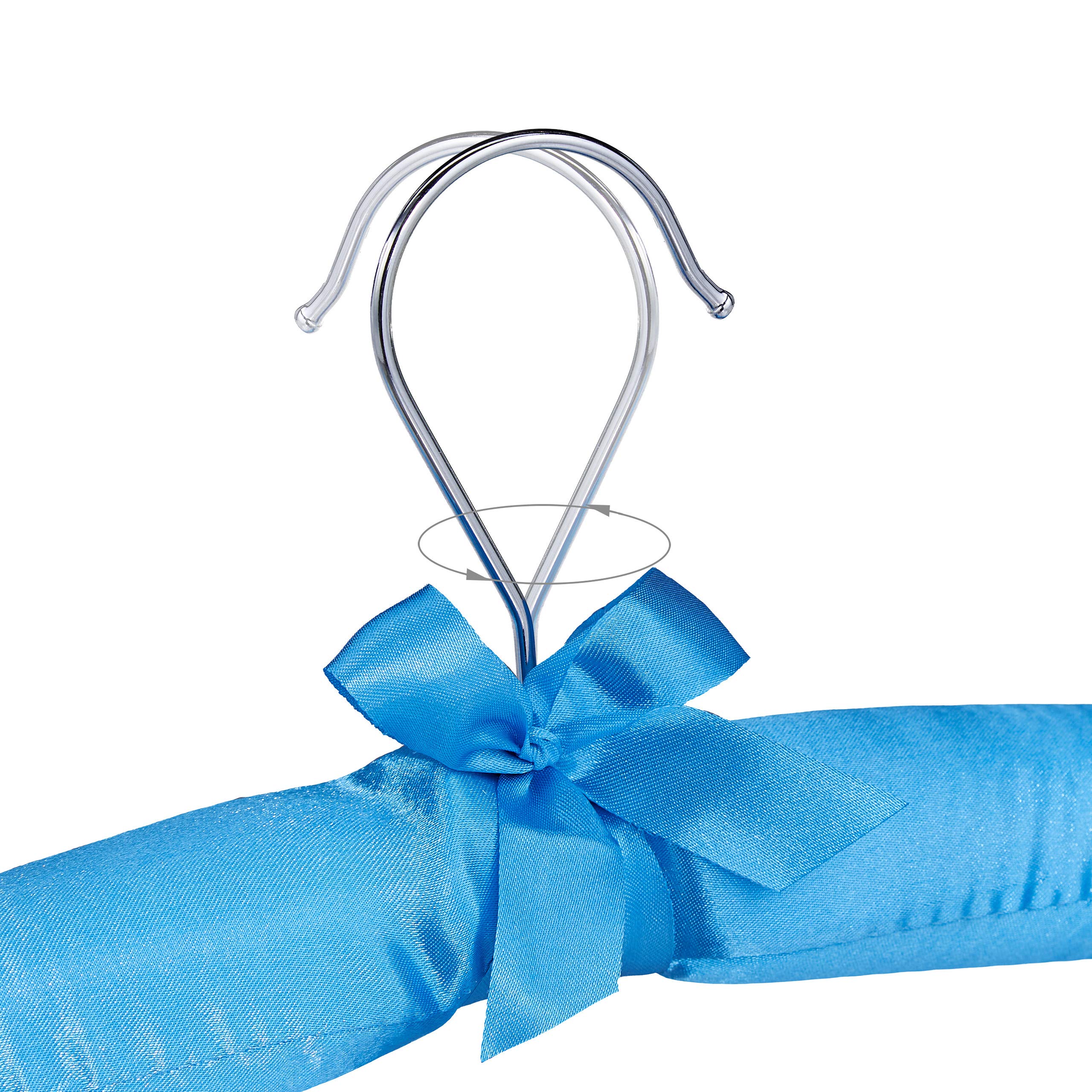 30 x Satin Kleiderbügel, gepolstert, Vintage, verstellbare Clips, drehbarer Haken, Klammerbügel, 38 cm breit, blau
