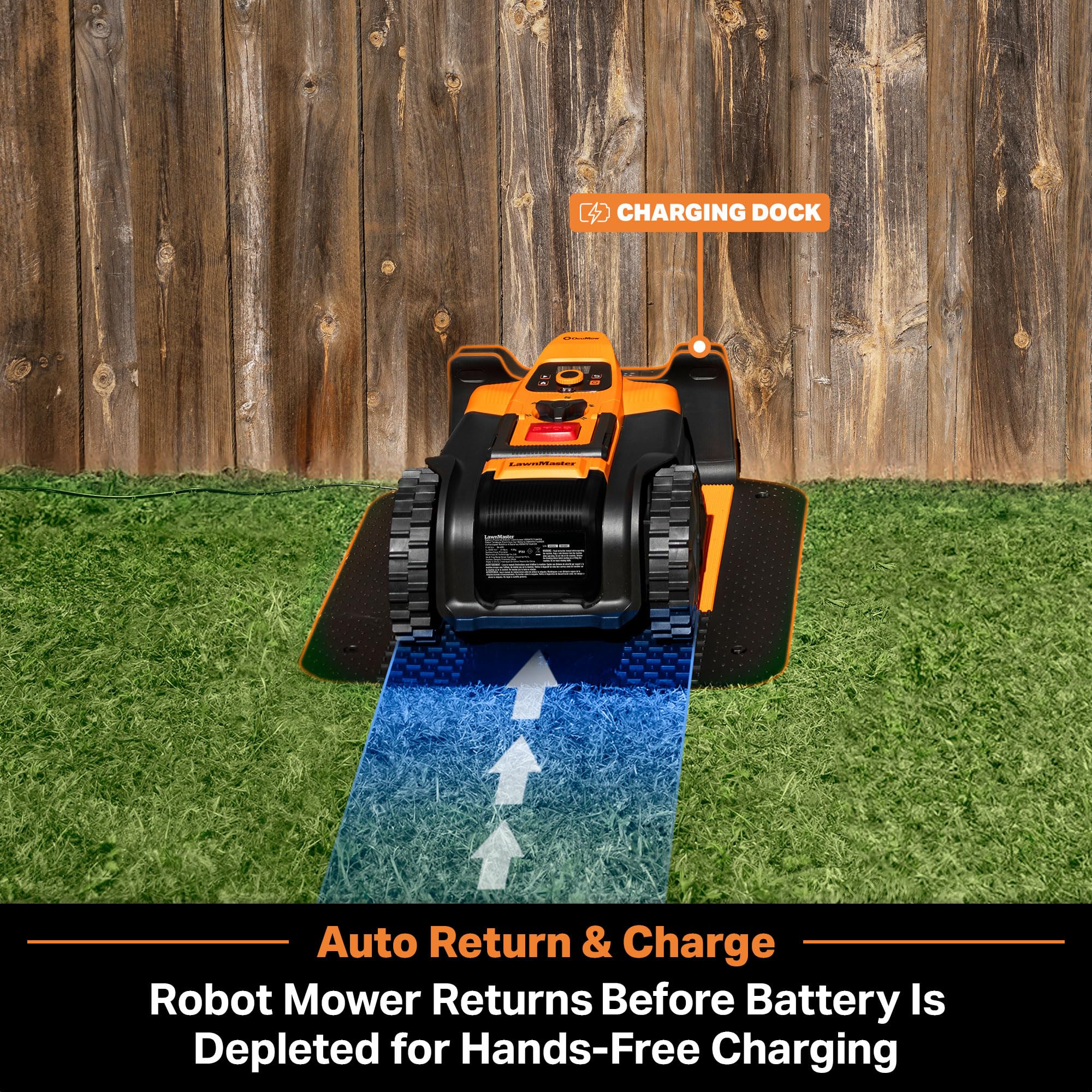 LawnMaster OcuMow®18 robot kosiarka bez kabla peryferyjnego do 800 m², nawigacja wizualna, automatyczne omijanie przeszkód, automatyczne ładowanie, wirtualne strefy zakazu WiFi Bluetooth APP