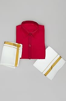 Boys Traditional Adjustable Lungi Dhoti Shirt Mundu Set (CMonly-$)