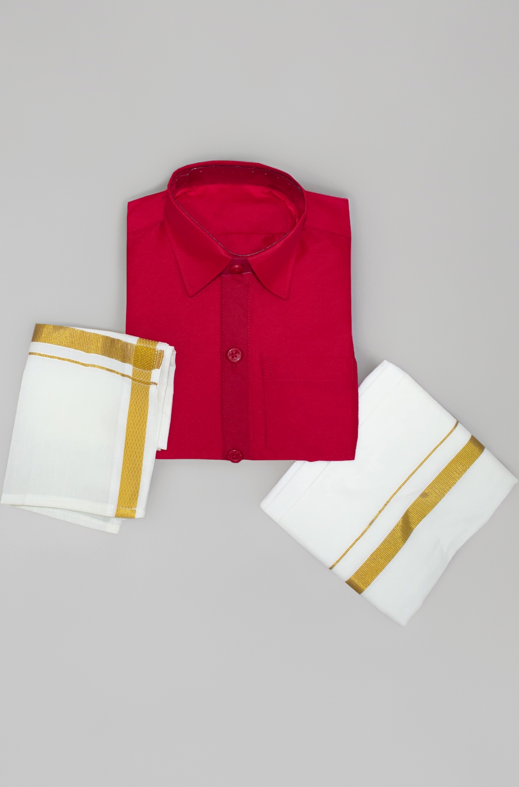 Boys Traditional Adjustable Lungi Dhoti Shirt Mundu Set (CMonly-$)