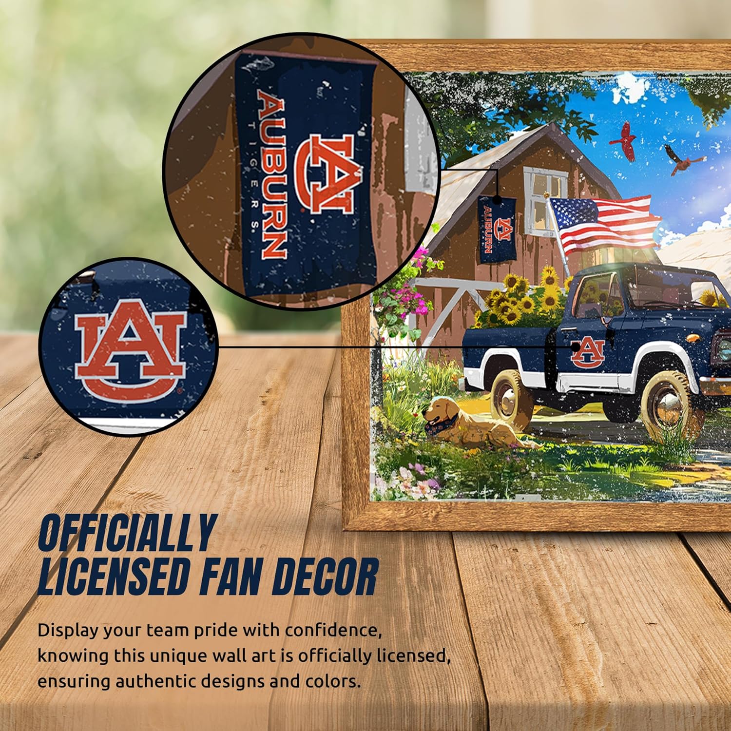 Sporticulture NCAA Auburn Tigers LED Lite Box 10" x 8" – Backlit Picture Frame with 4 Seasonal Art Slides – Light Up Wall Display for Dorm Room, Game Day Decor, or Office