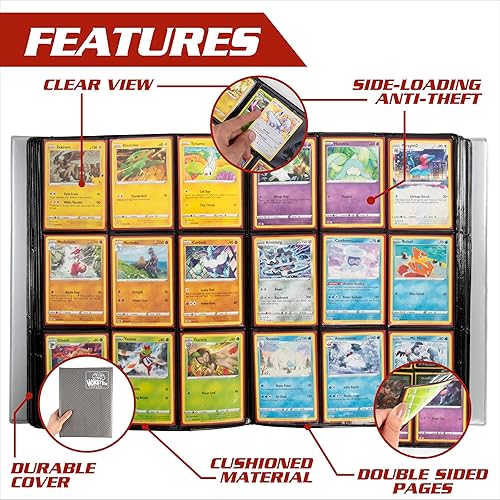Miniatura 3 de Monster - Carpeta XL de 9 bolsillos para tarjetas intercambiables, álbum Holofoil gris, protección antirrobo y caídas TCG con bolsillos laterales