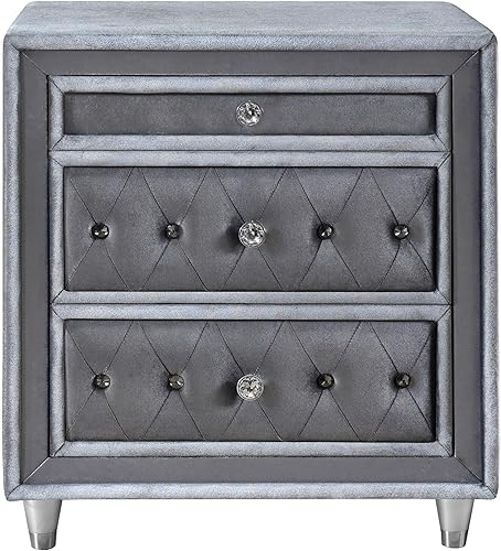 Miniatura 9 de Coaster Home Furnishings Mesita de noche de terciopelo con 3 cajones en color marfil y camello