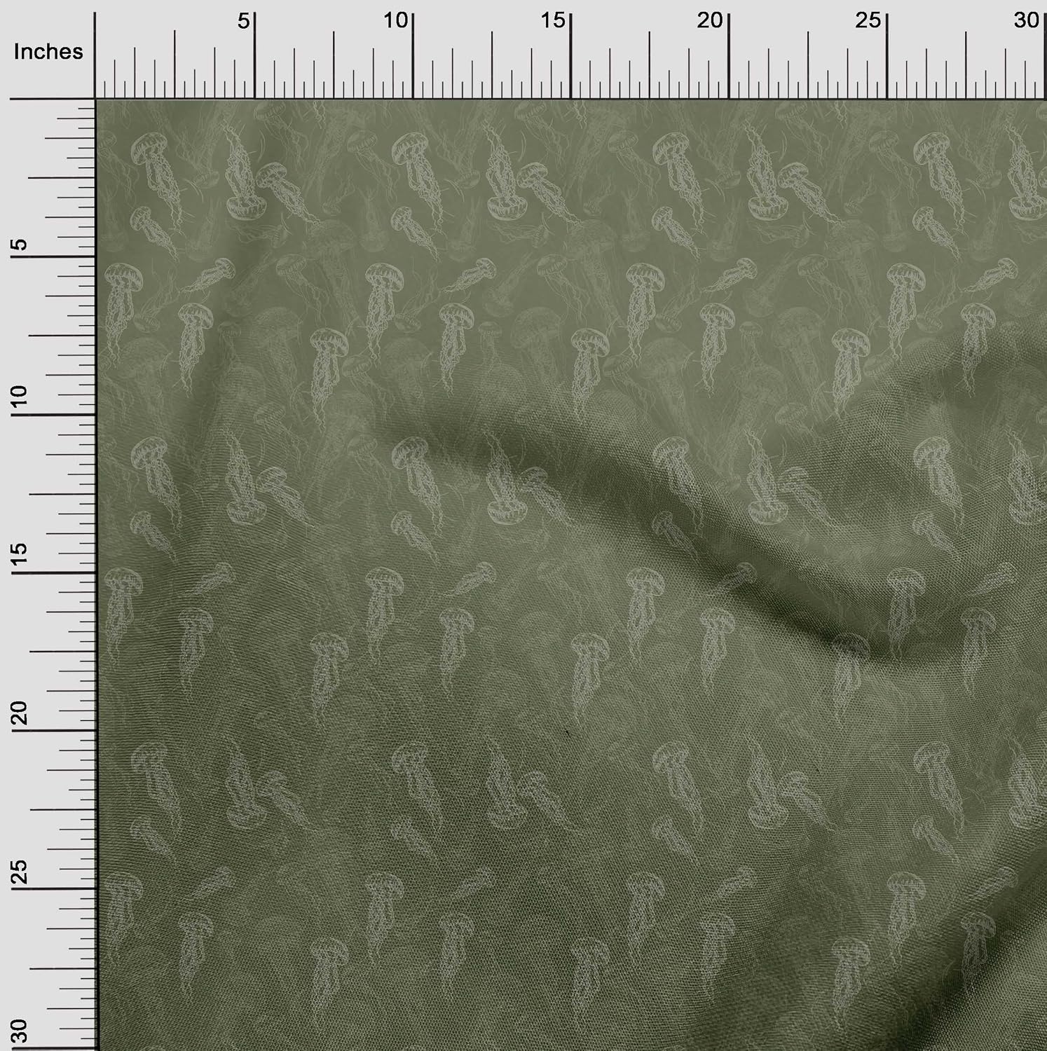 oneOone Cotton Flex Olive Green Fabric Sea Fabric for Sewing Printed Craft Fabric By The Yard 40 Inch Wide-4927
