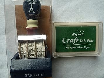 Amazon おしゃれ 日付 スタンプ 回転印 Paris 木製台 付 で汚れない 藍色 エッフェル塔 Green緑インク付 スタンプ 文房具 オフィス用品