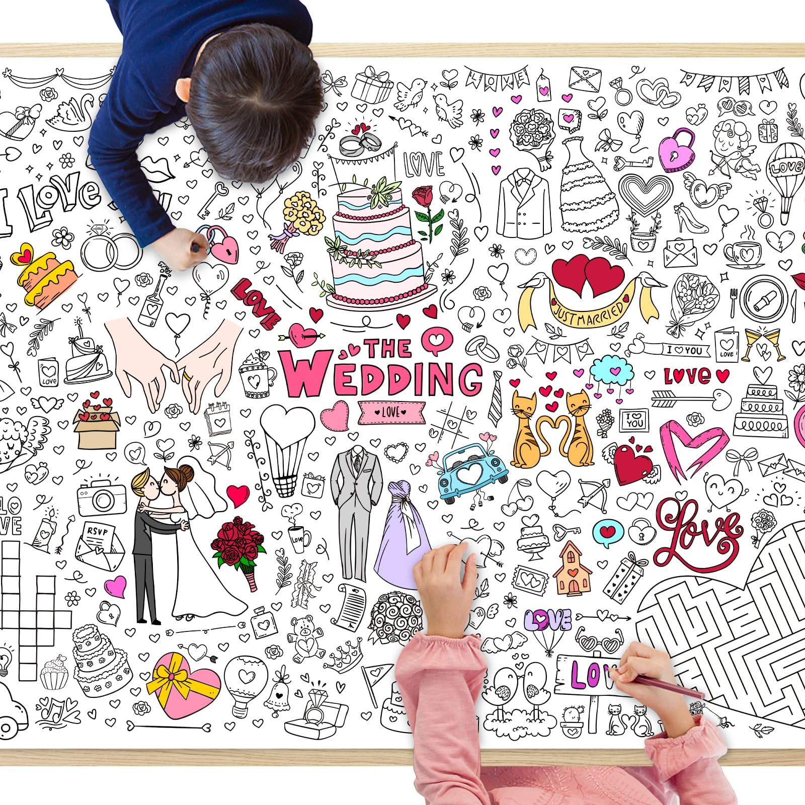 Snapklik.com : Giant Coloring Poster, 40 X 28 Inch Large Wedding Themed ...