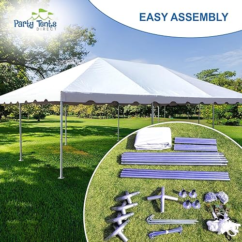 Miniatura 7 de Party Tents Direct Tienda de campaña impermeable de 10 x 10 pies con paredes laterales, marco de acero para exteriores, para bodas, fiestas y