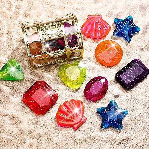 Miniatura 5 de MARFOREVER 18 piezas de juguetes grandes de piscina de gemas de buceo  16 gemas de buceo coloridas sumergidas bajo el agua, juguetes de piscina con