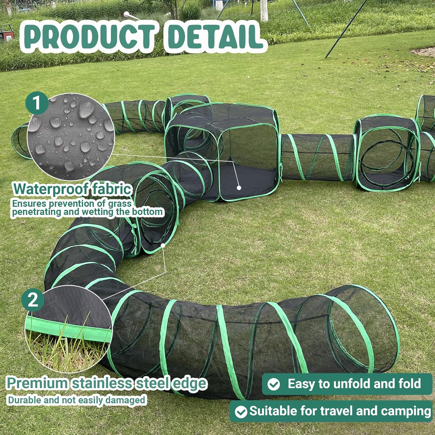 Outdoor Cat Enclosures, 10 in 1 Cat Tent with Tunnels for Outside, Large Space Catio Outdoor Pet Enclosure for Indoor Kitty, Enclosed Pet Playpen