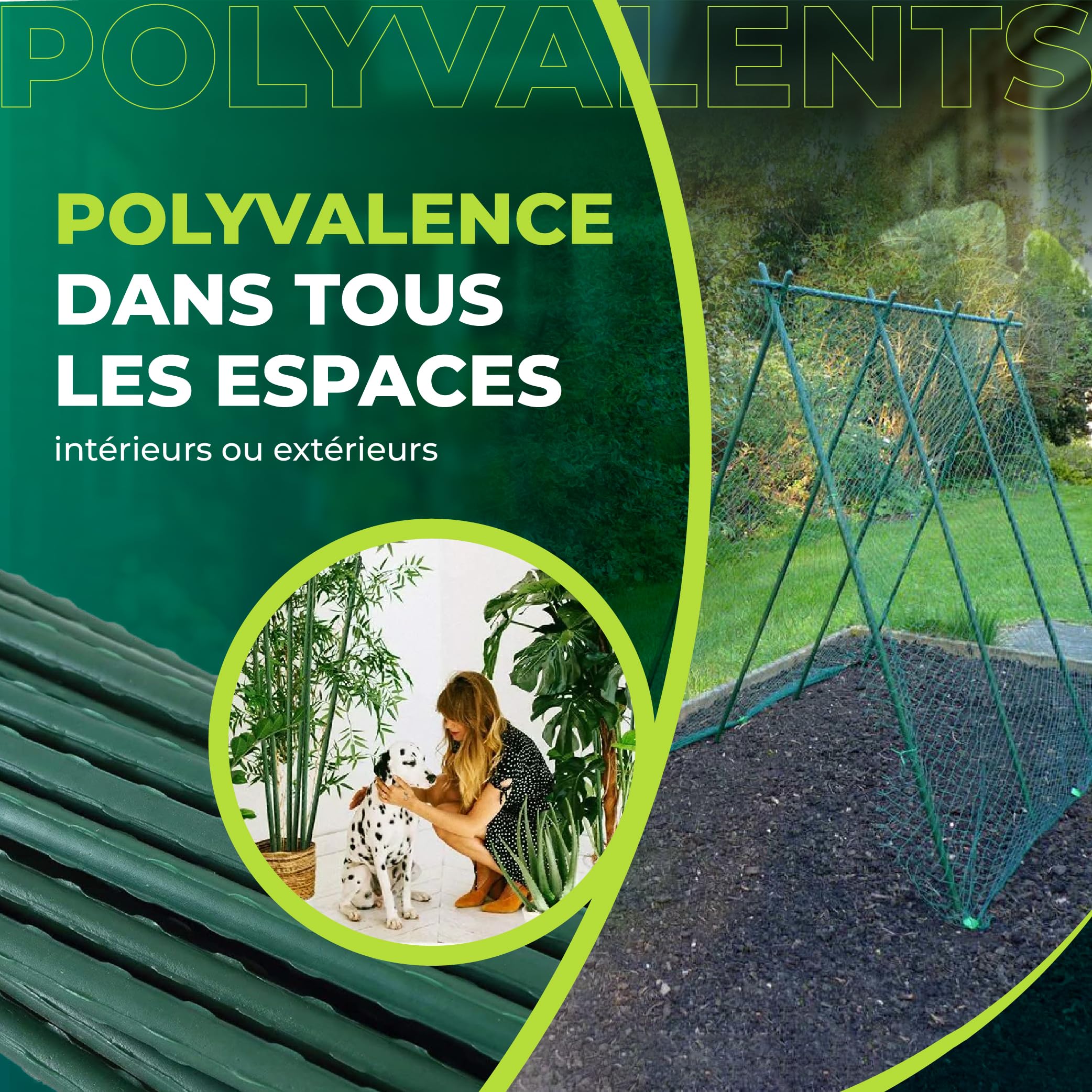 CONTROL GARDEN Lot 30 Tuteurs en Acier Plastifié pour Plantes Hauteur 180 cm Ø 10 mm | Tiges de Soutien | Support de Culture Adapté Intérieur et Extérieur